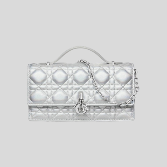 디올 이리데슨트 메탈릭 실버 미니백