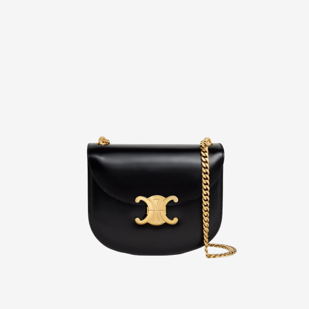 셀린느 샤이니 카프스킨 틴 베사체 트리옴페 체인 블랙