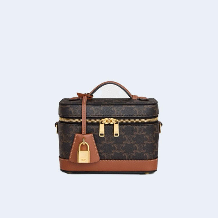 셀린느 베니티 클레아 백 트리옹프 캔버스 카프스킨 탄