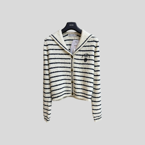 디올 세일러 칼라 스트라이프 가디건