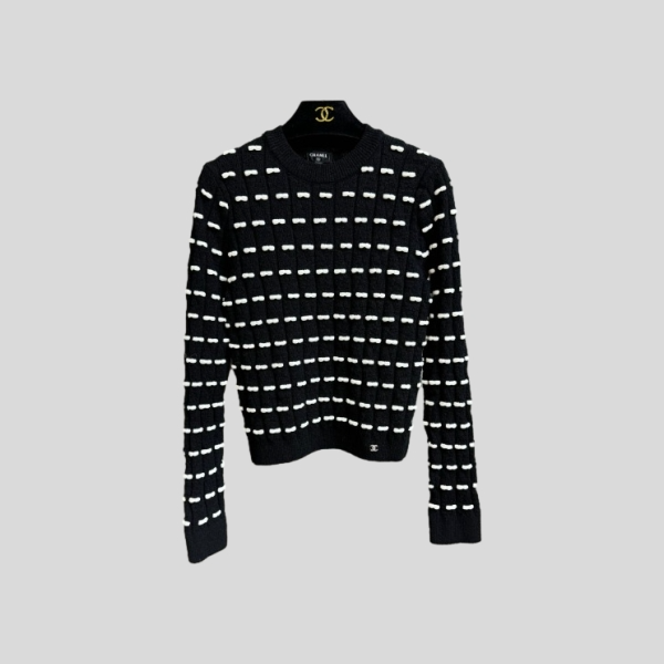샤넬 리본 크루넥 니트