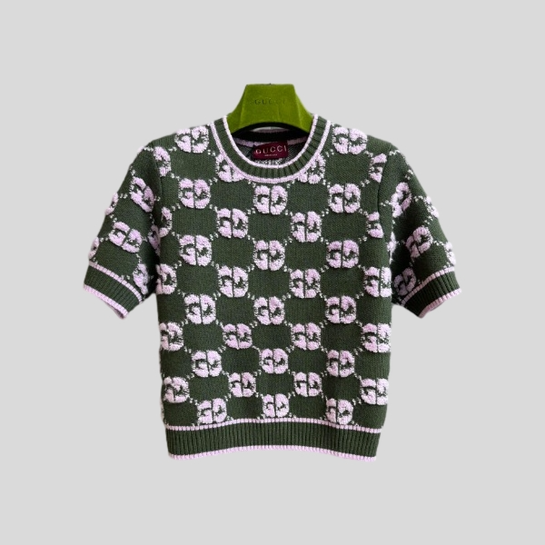구찌 벨뱃 자카드 반팔 니트