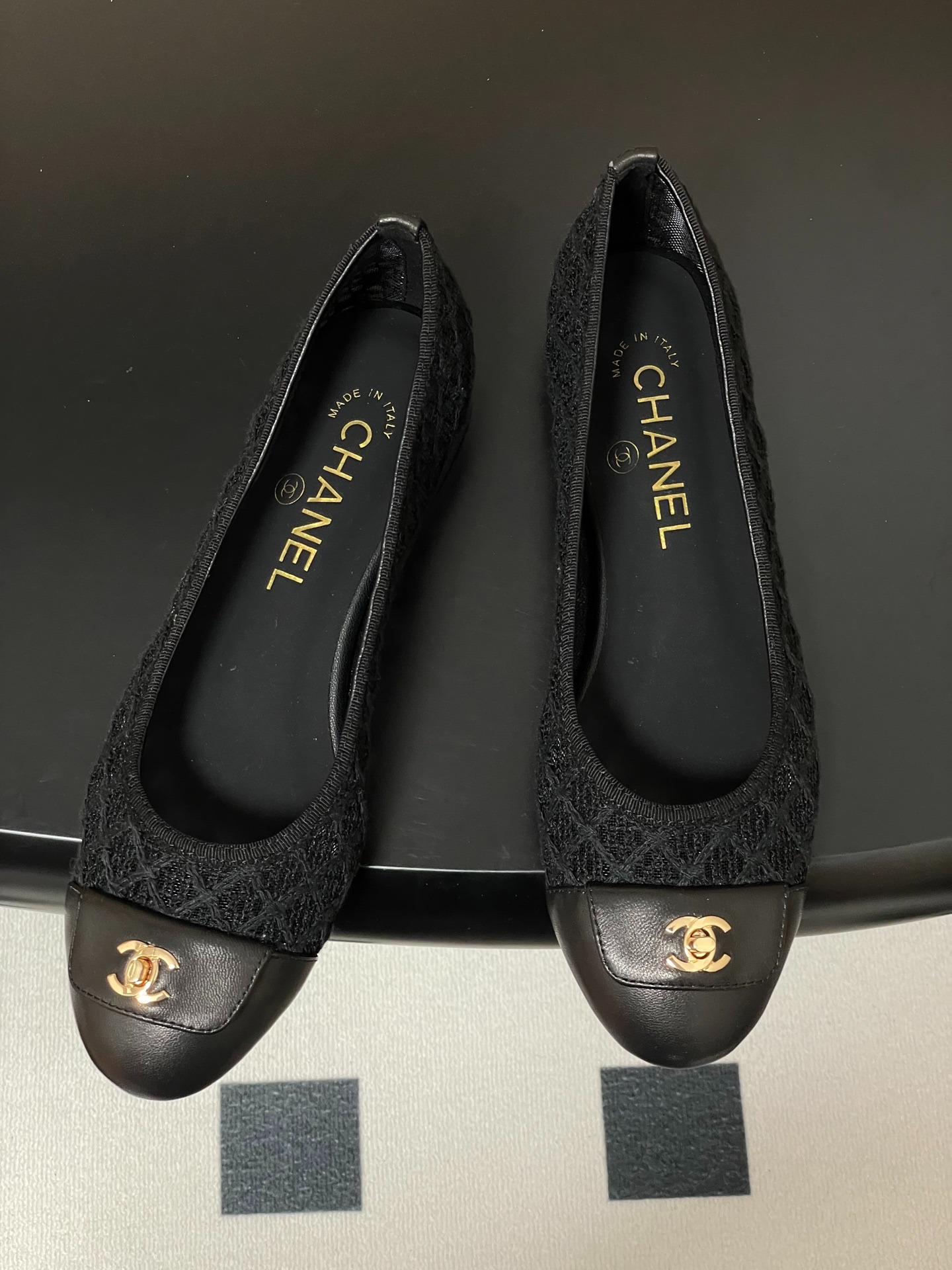 샤* 25 더블C 통굽 망사 플랫 발레화