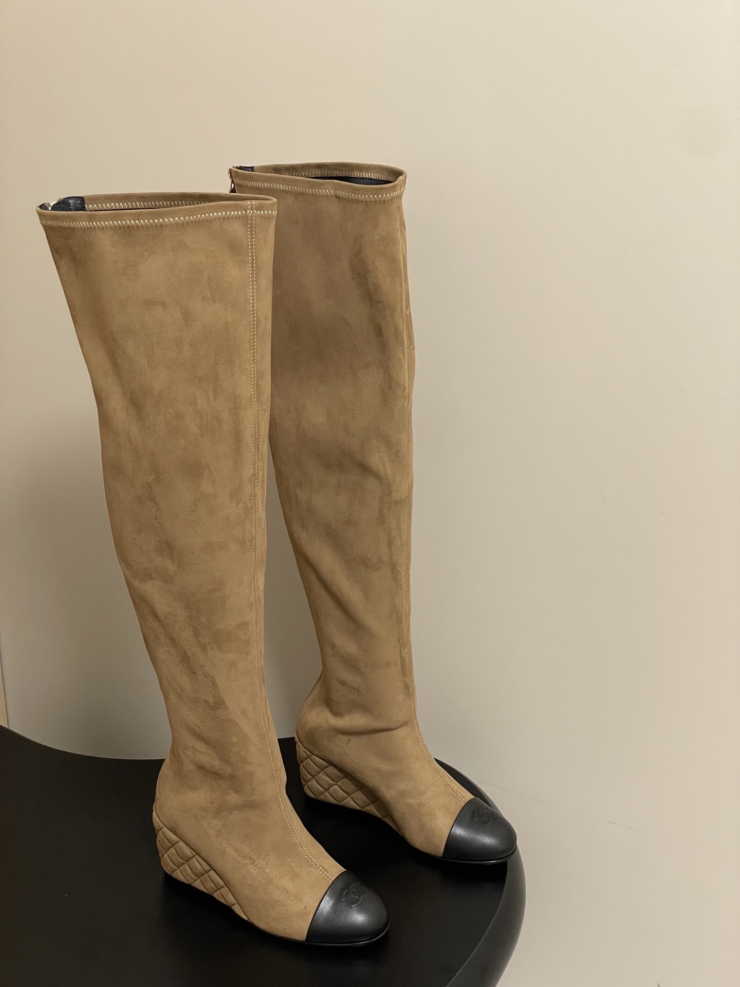 샤* 25A 신상 더블C 웨지힐 스판부츠