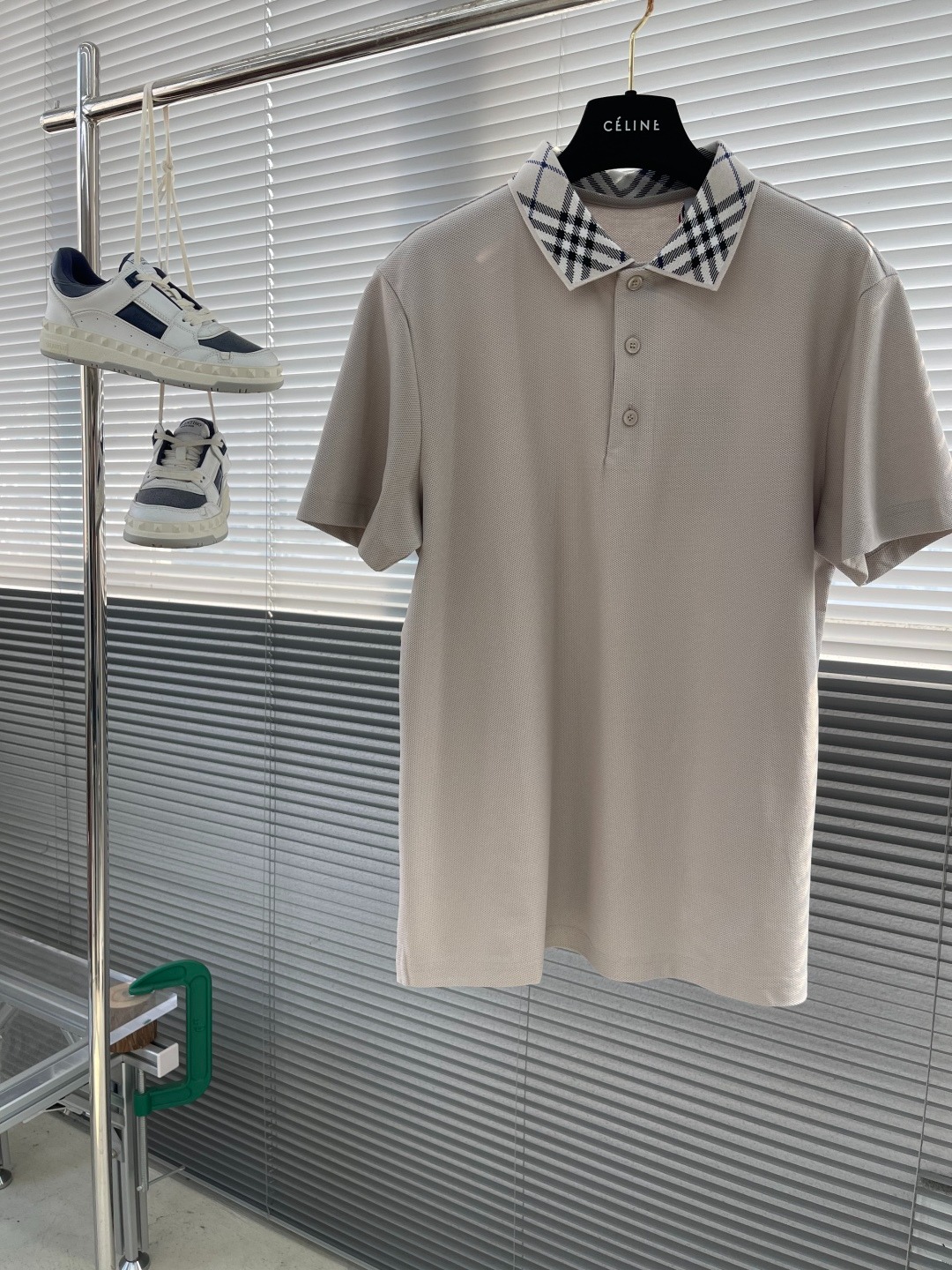 버*리 애쉬 체크넥 피케 폴로