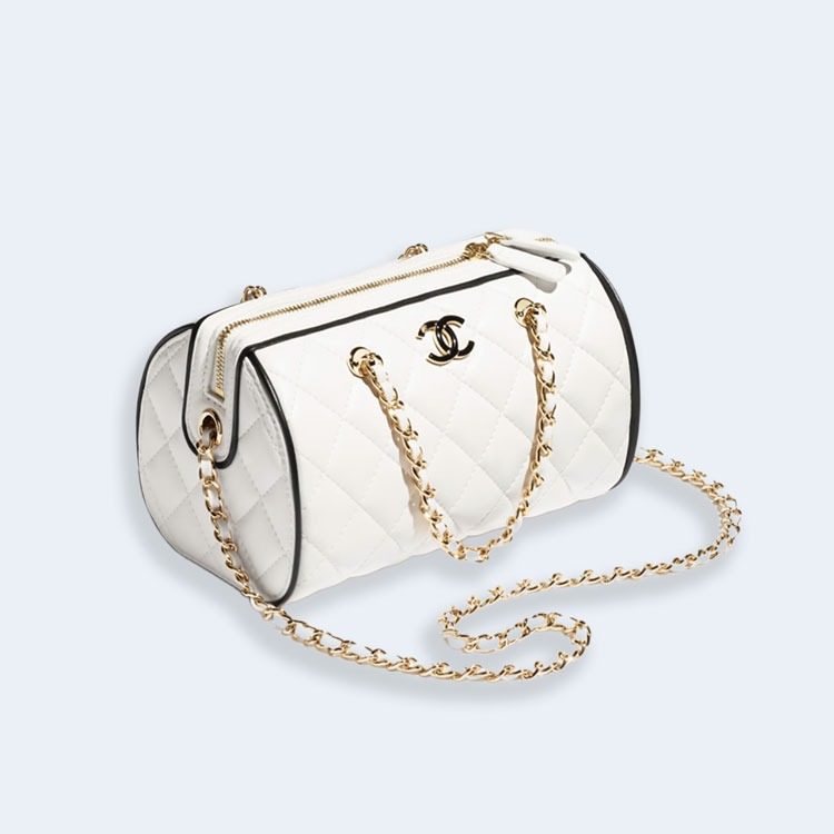 샤넬 램스킨 골드 메탈 화이트 체인 미니백 화이트