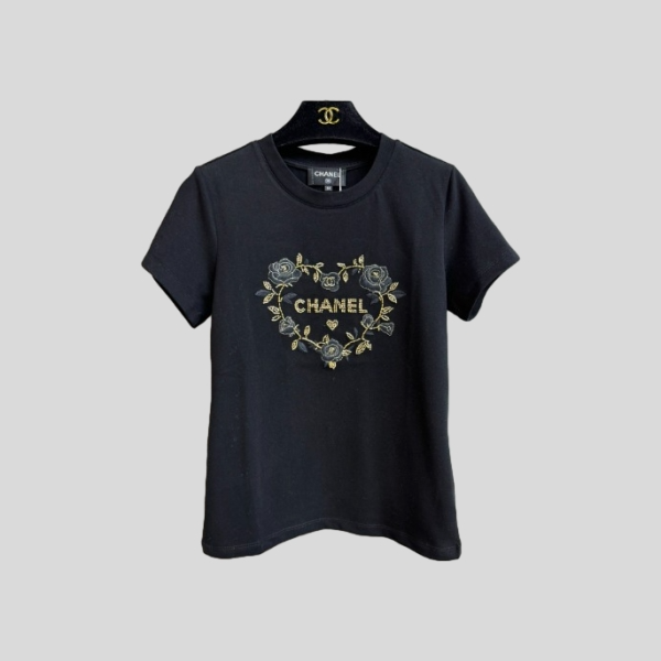 샤넬 레터링 반팔 티셔츠