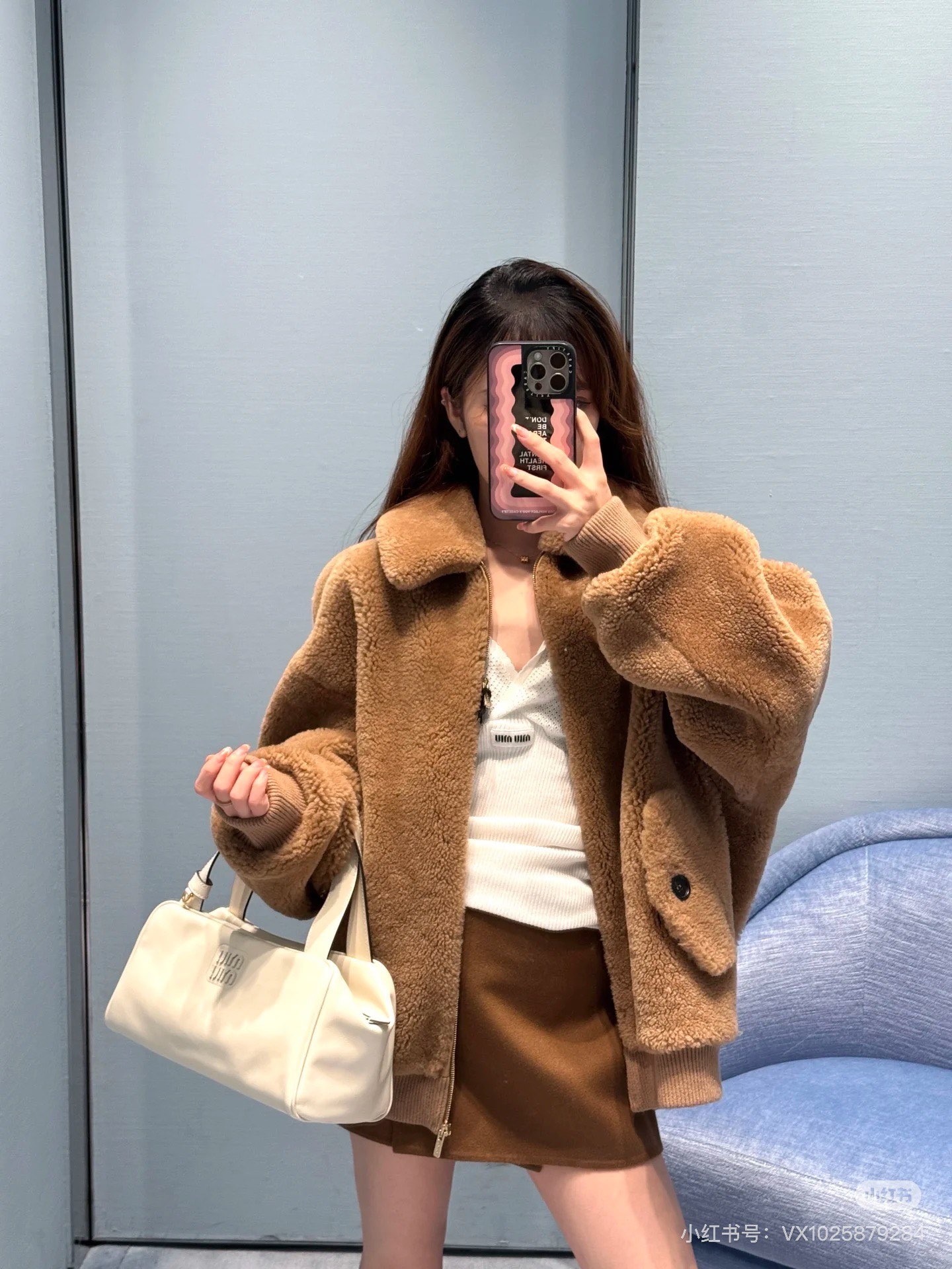 미*미* 25 신상 체크무늬 테디 코트