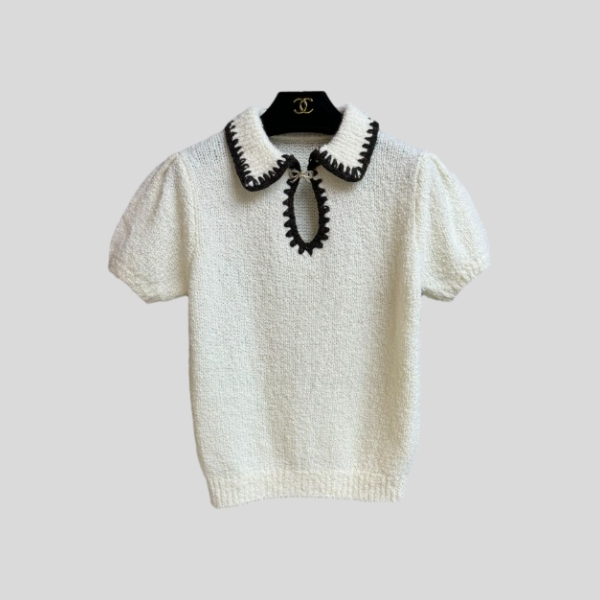 샤넬 니트 반팔 셔츠