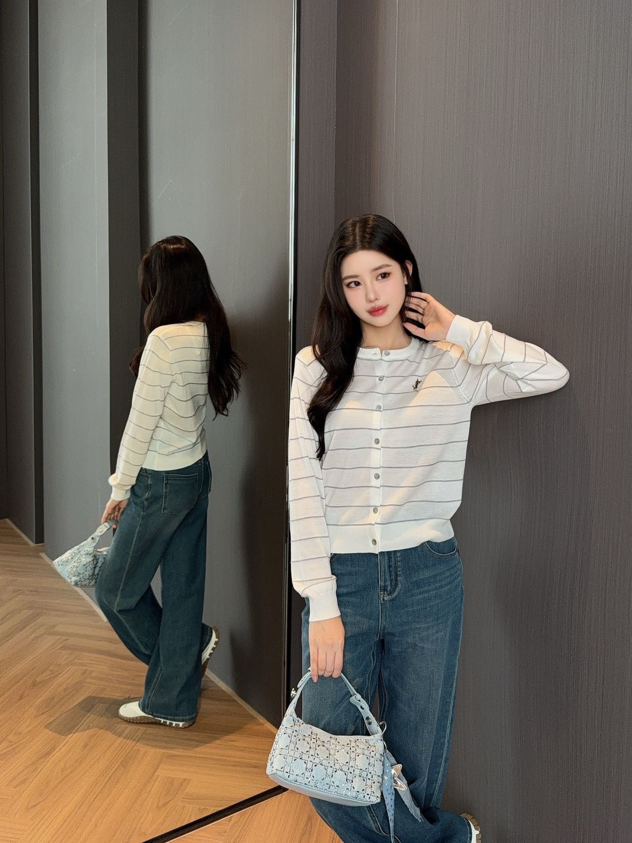 입*로랑 클래식 브로치 니트 가디건