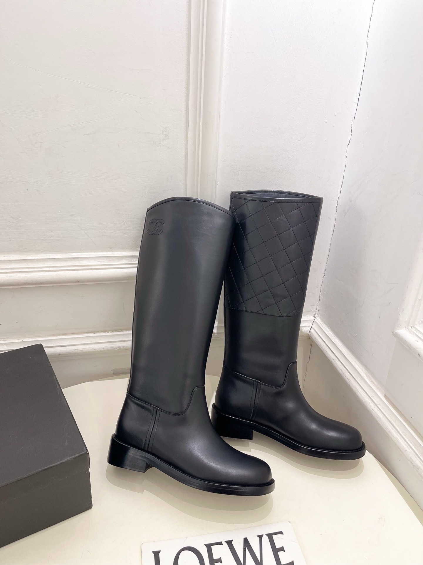 샤* 25 신상 클래식 퀼팅 라이더 부츠