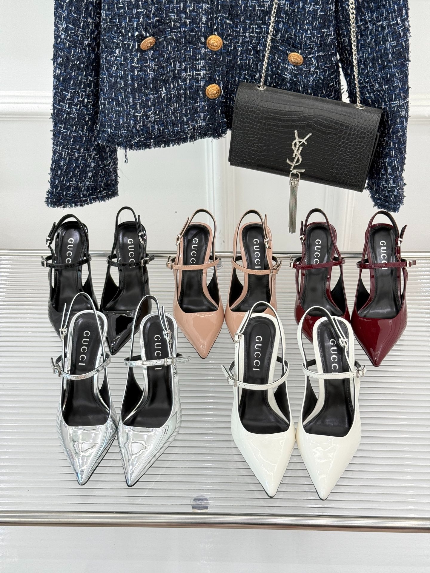 구* 25S 여름 신상 메탈 굽 스트랩 샌들