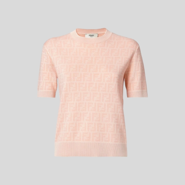 펜디 핑크 FF 울 및 실크 스웨터
