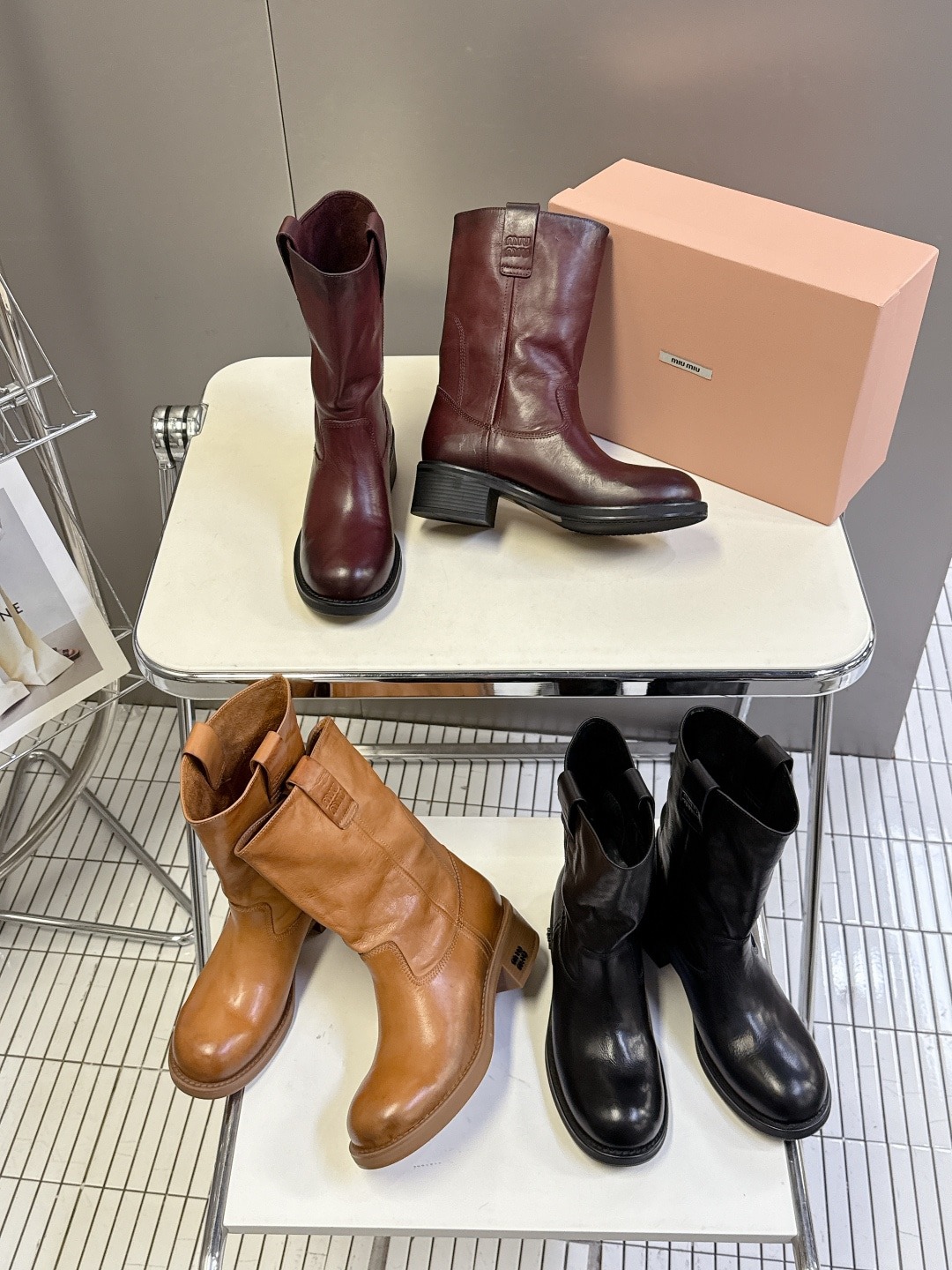 미*미* 신상 빈티지 가죽 부츠