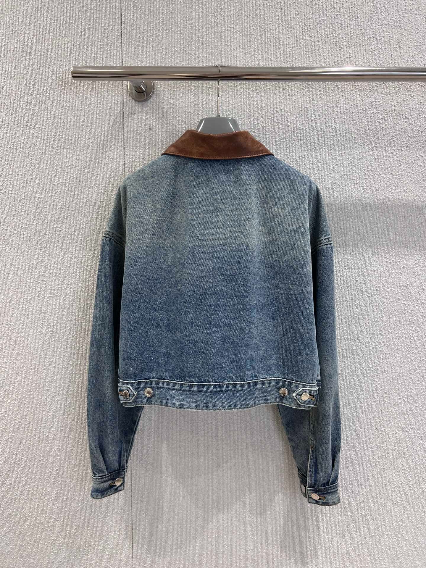 프*다 25Fw 신상 가죽 숏 데님 점퍼