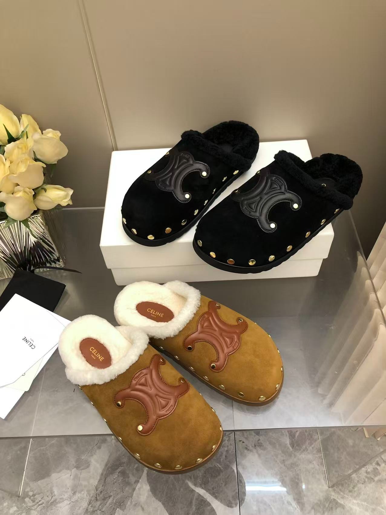 셀*느 양털 세미 슬리퍼