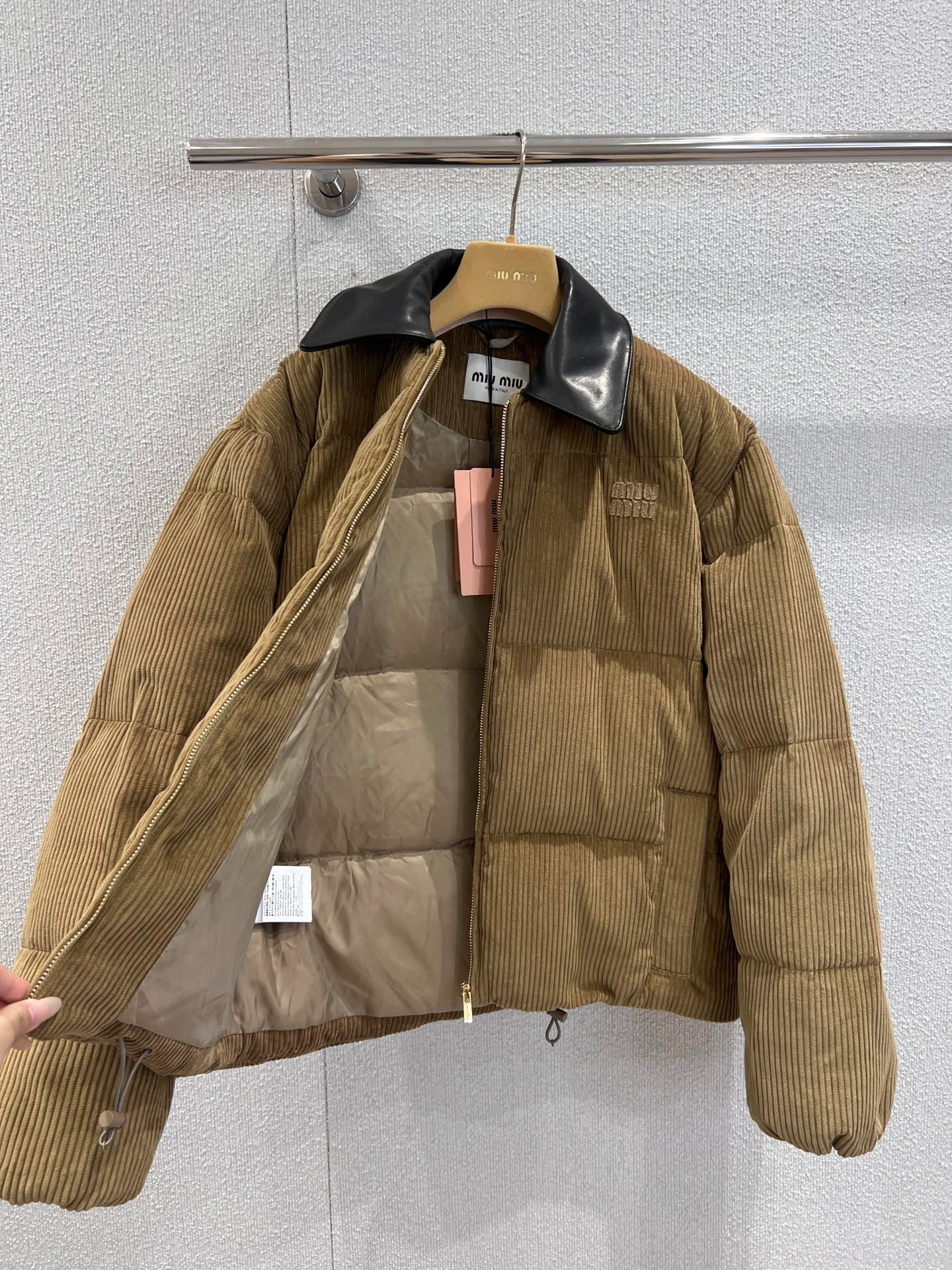 미*미* 25 신상 코듀로이 가죽 넥 패딩 점퍼