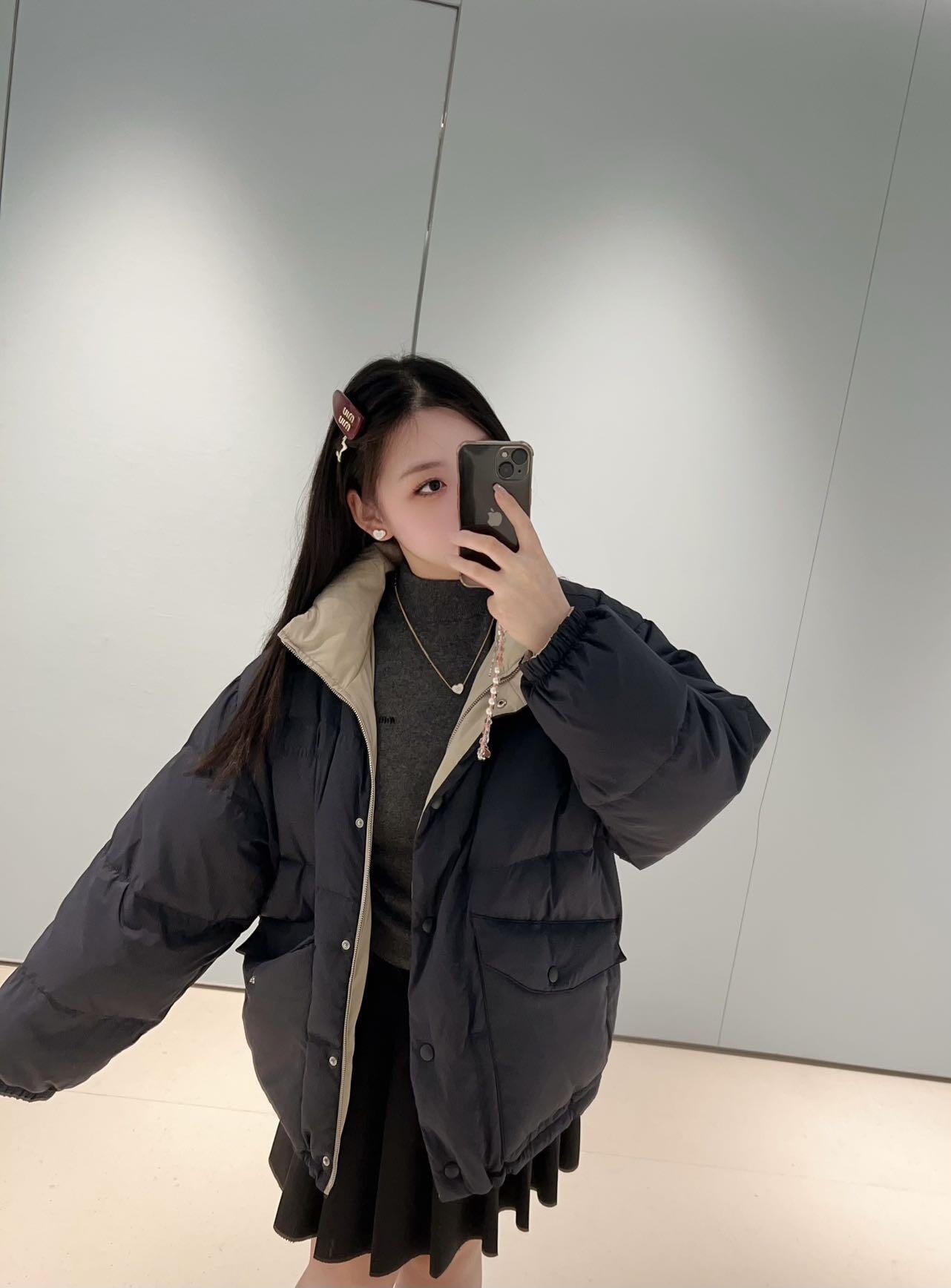 미*미* 25Fw 신상 로고 양면 패딩 코트