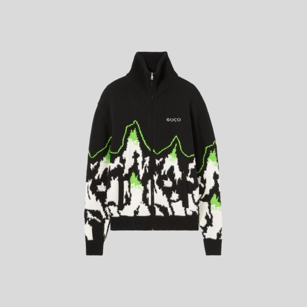 구찌 울 자카드 집 자켓 위드 인타르시아