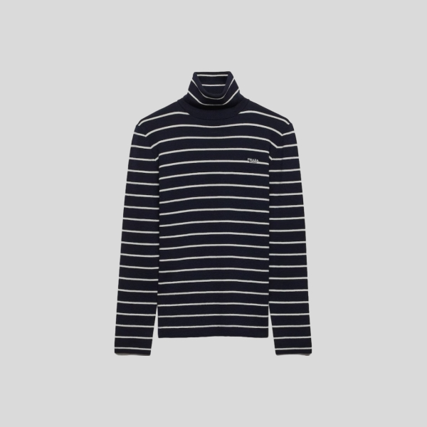 프라다 줄무늬 울 터틀넥 스웨터