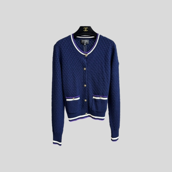 샤넬 스트라이프 오픈워크 가디건