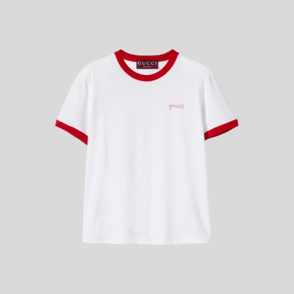 구찌 자수 코튼 저지 티셔츠