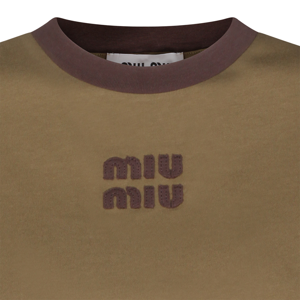 미우미우 반팔 티셔츠 밀리터리 카카오