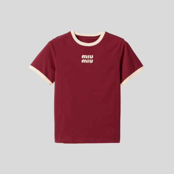 미우미우 코튼 저지 티셔츠