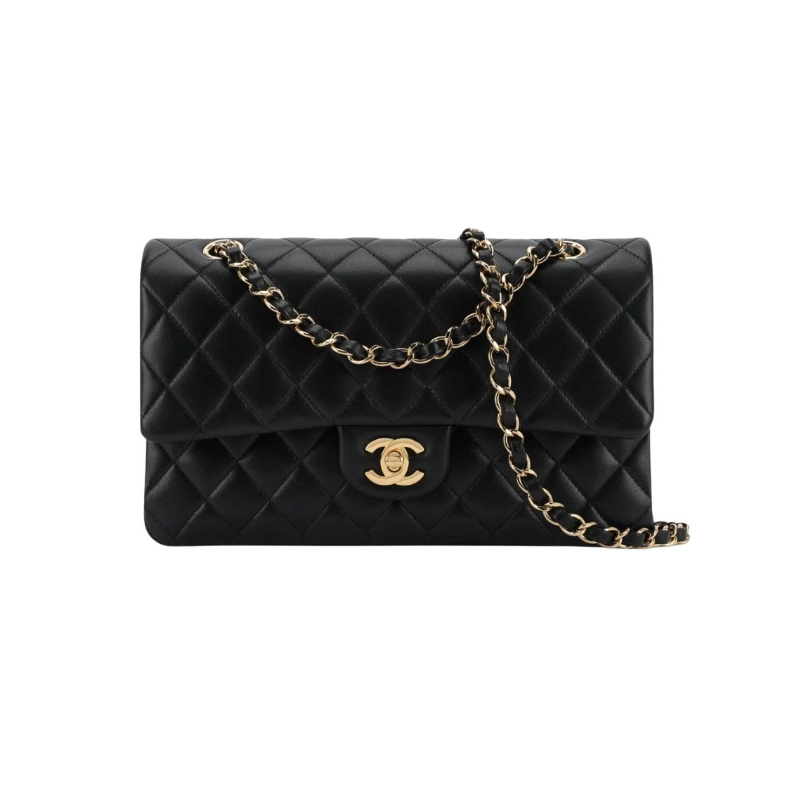 샤넬 클래식 미디움 램스킨 블랙 금장