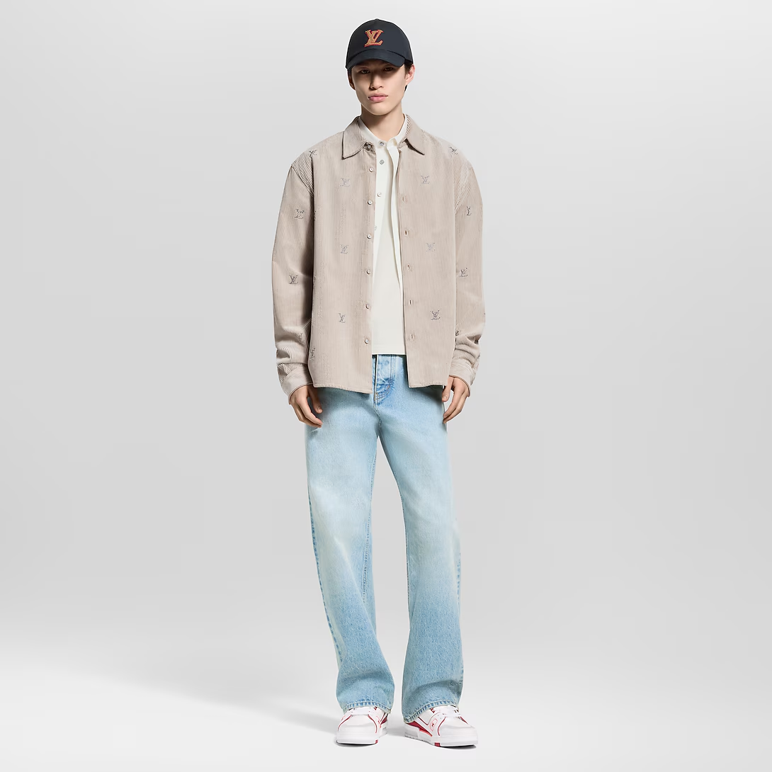 루이비통 블라종 엠벨리시드 롱 슬리브드 코듀로이 셔츠