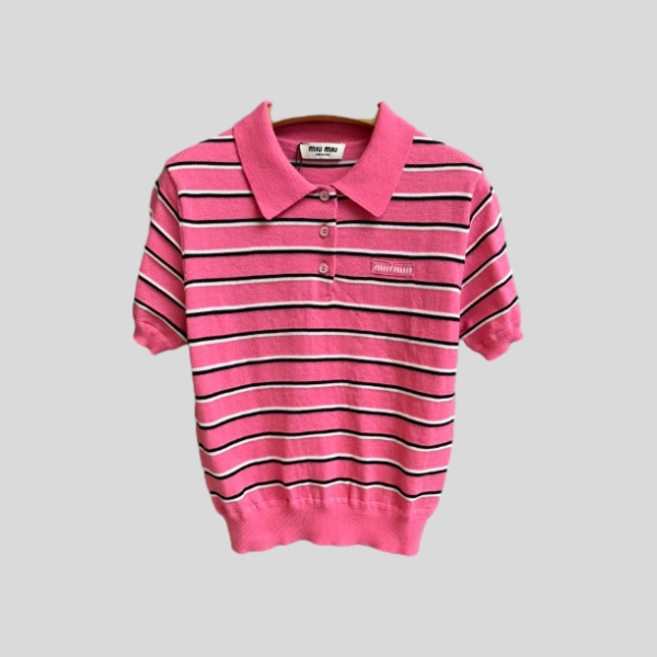 미우미우 스트라이프 반팔 셔츠