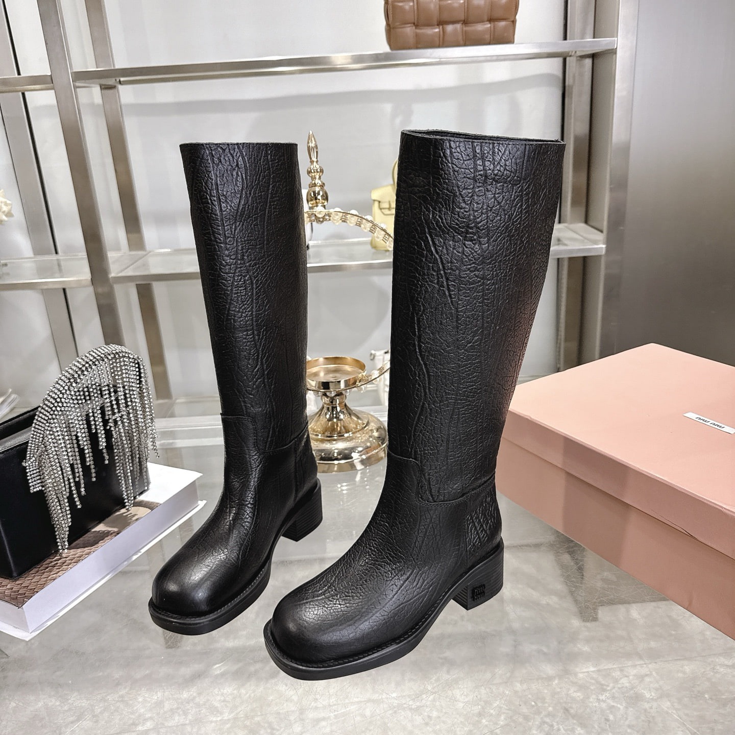 미*미* 앵클 가죽 부츠