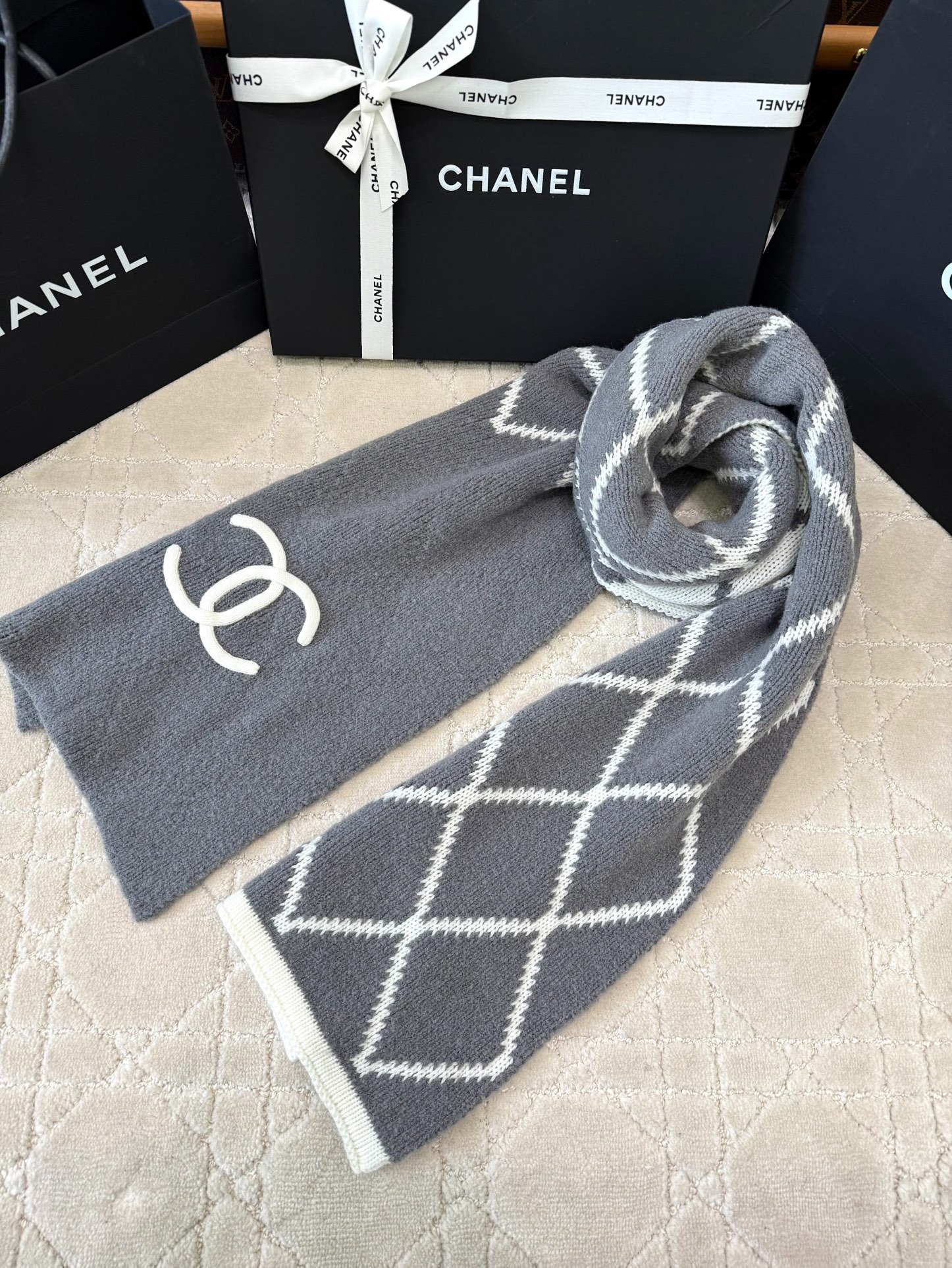 샤* 24B 코튼 울 100% 더블 C 머플러