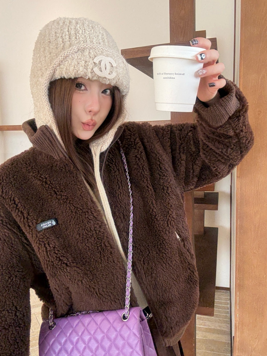 프*다 양털 테디베어 집업