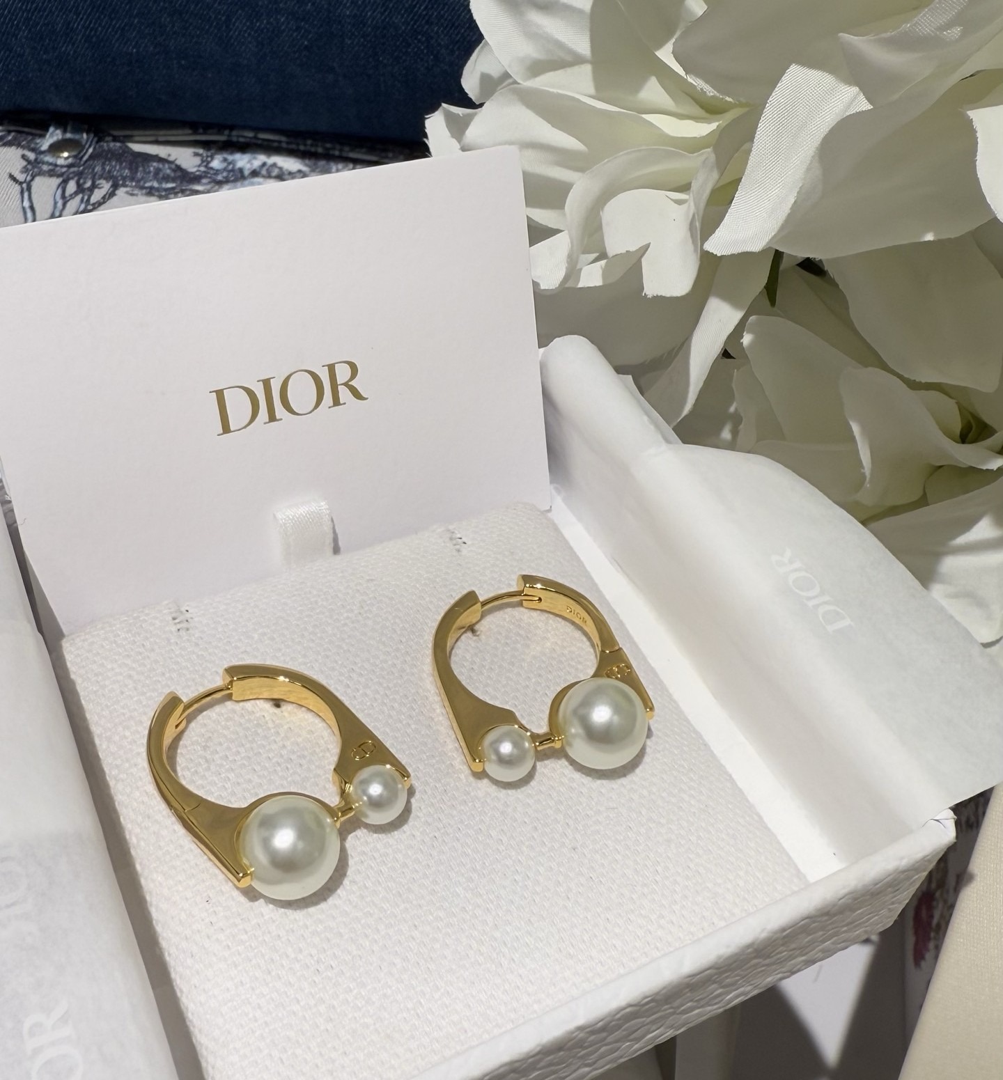 디* 더블 진주 골드 귀걸이