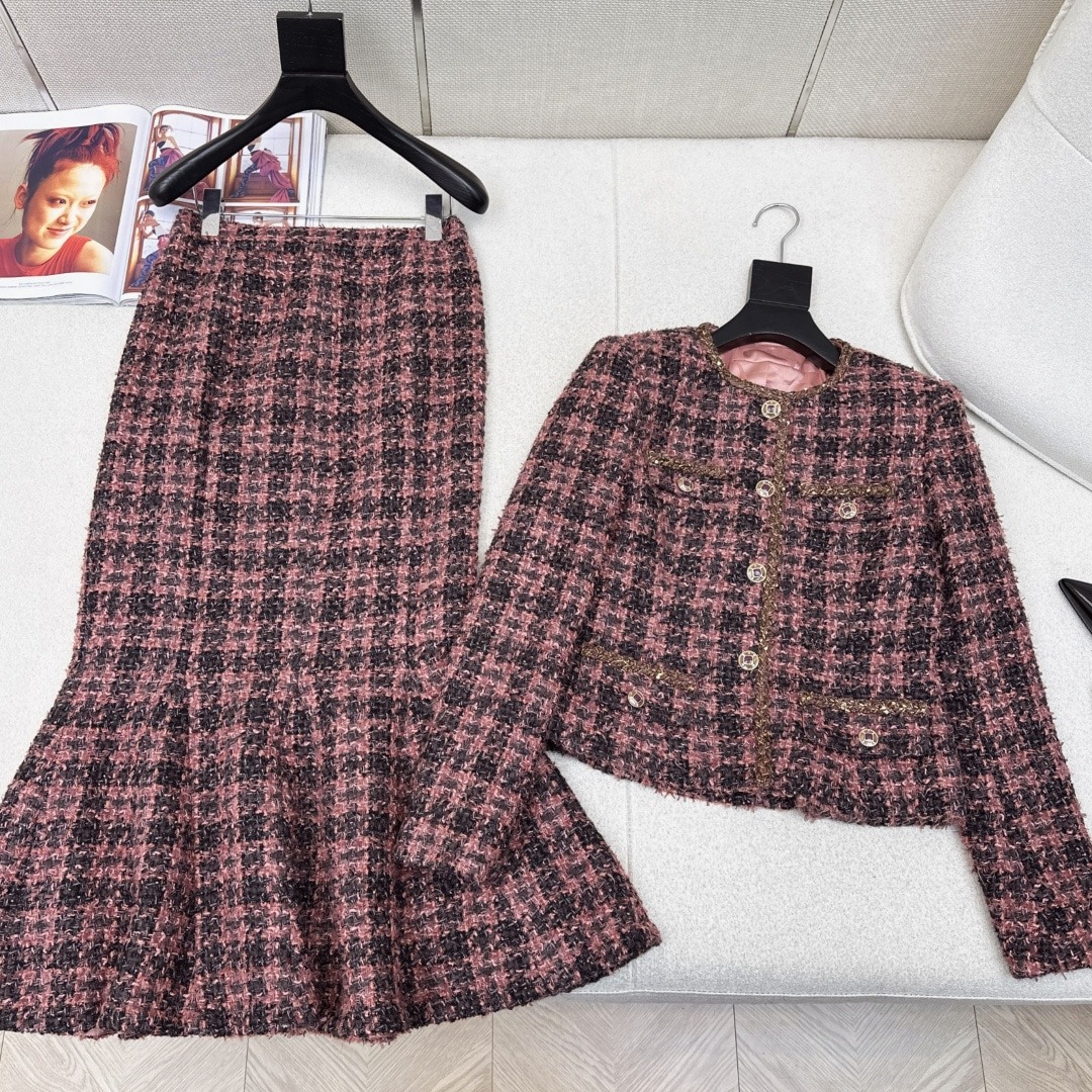 샤* 26Ss 라운드넥 트위드 코트