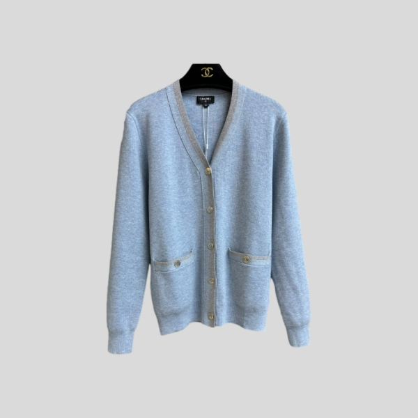 샤넬 블루 그레이 가디건