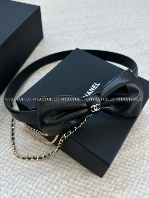 샤넬 리본 매듭 가죽 벨트