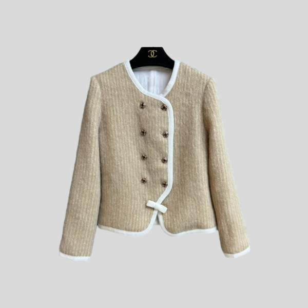 샤넬 더블 브레스트 퍼 재킷