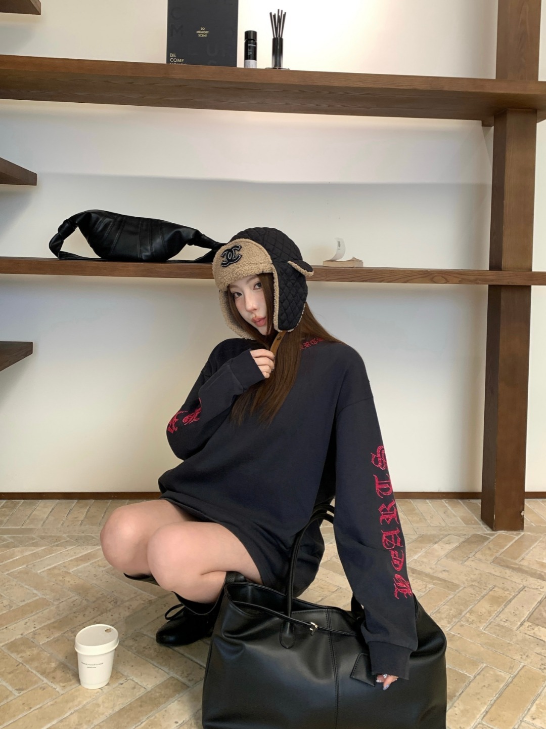 크*하츠 프린트 긴팔 티셔츠