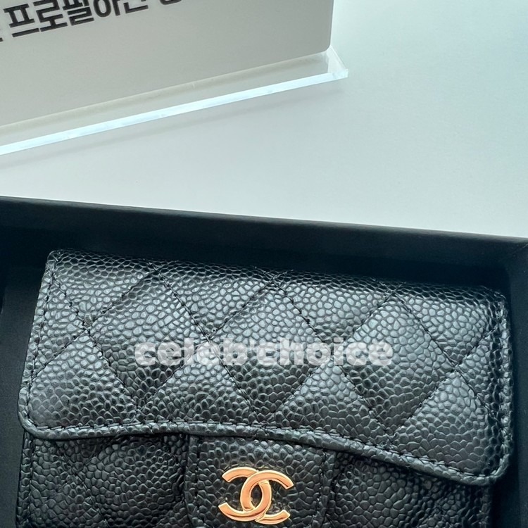 샤넬 클래식 똑딱이 캐비어 카드지갑