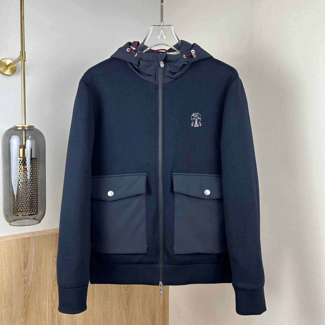 브루넬로 쿠치넬리 니트 집업 패딩