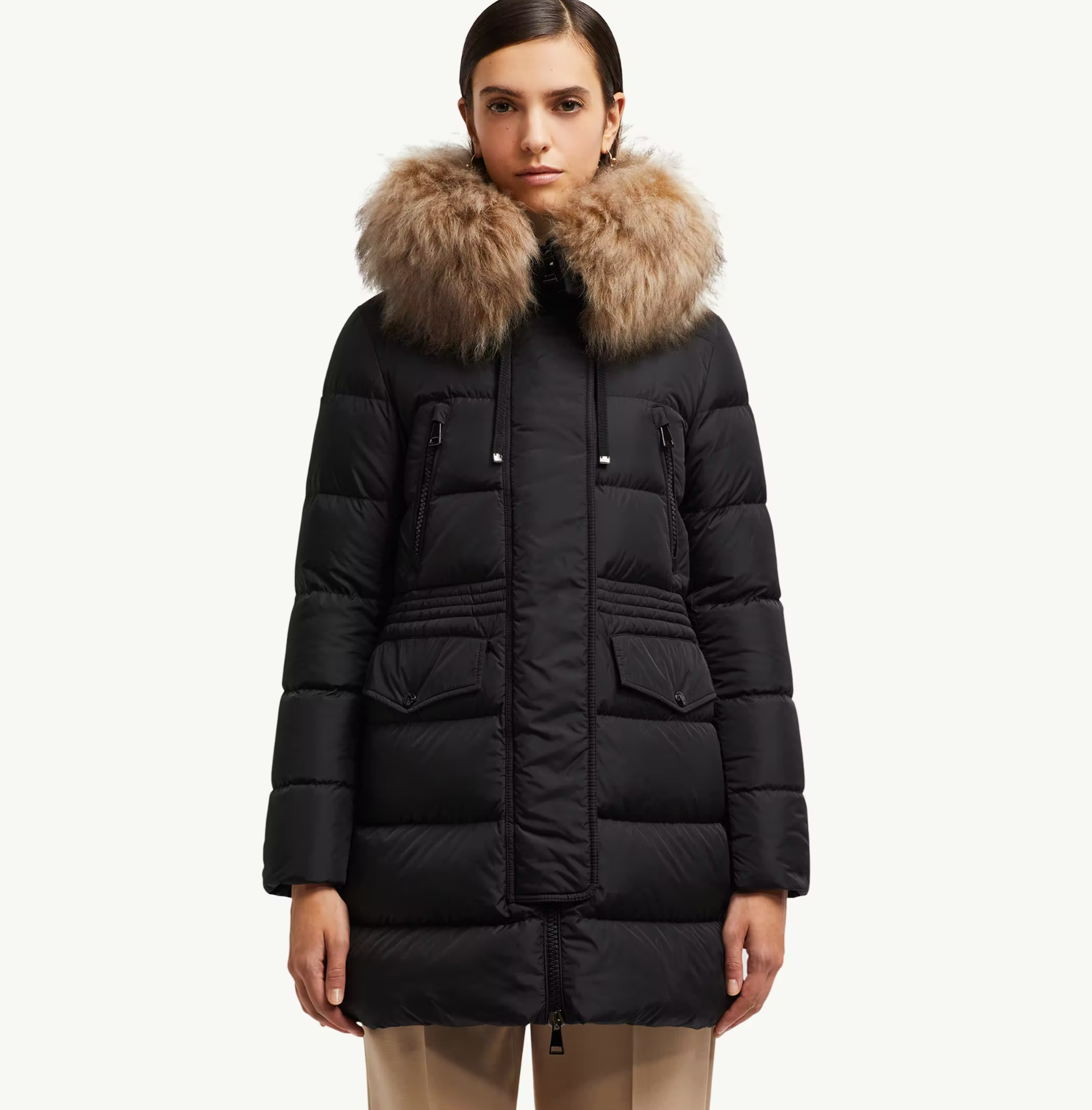 몽클레어 Aphroti 후드 시어링 트리밍 롱 다운 자켓