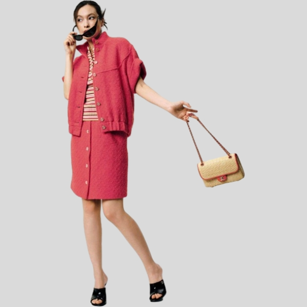 샤넬 코튼 트위드 블루종 자켓