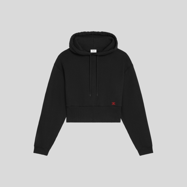 셀린느 코튼 플리스 크롭 후디