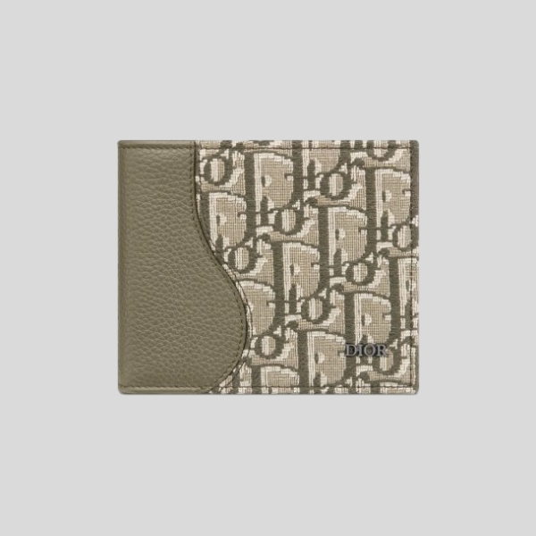 디올 새들 2단 지갑 오블리크 자카드 반지갑