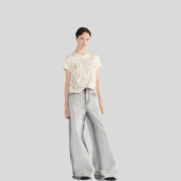 디올 화이트 코튼 저지 티셔츠