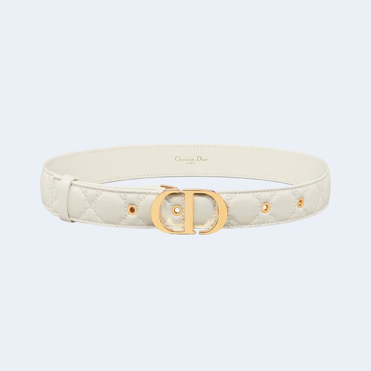 디올 30 몽테뉴 스티칭 벨트 화이트 30mm