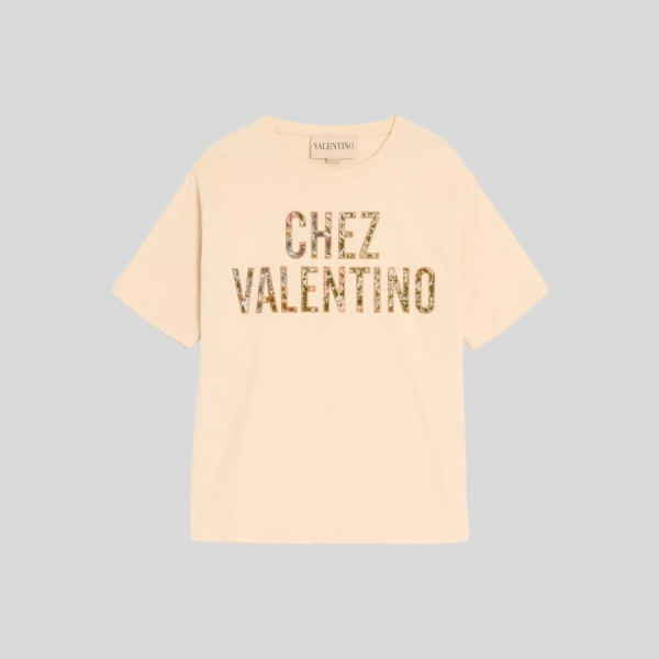 발렌티노 엠브로이더리 코튼 티셔츠