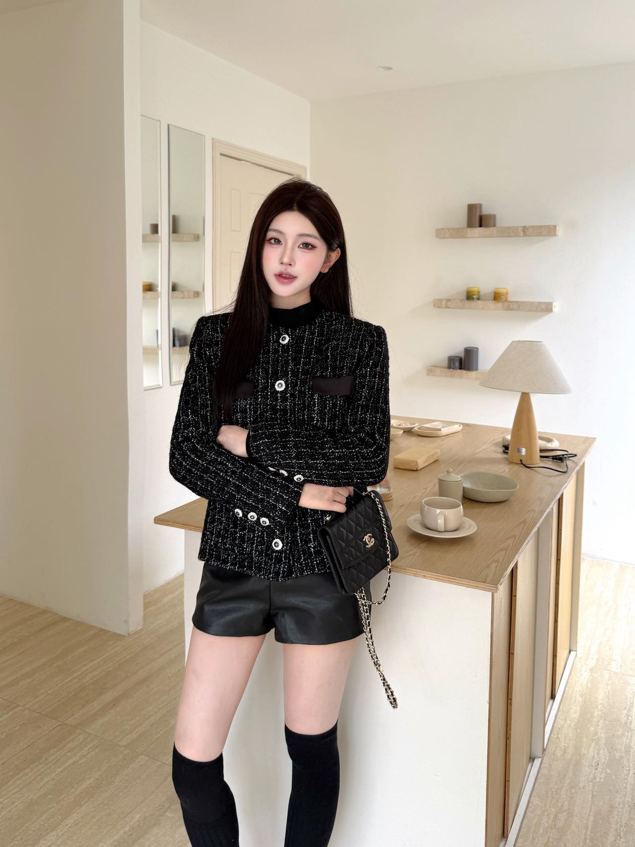 샤* 25 신상 우븐 라운드 코트